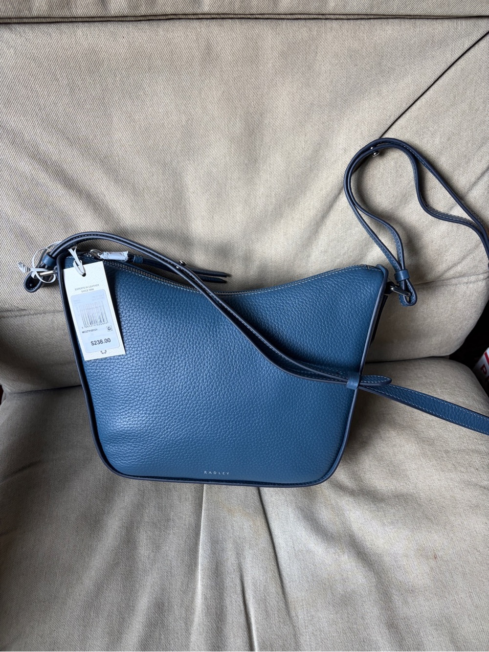Radley London Oak Street Medium Ziptop crossbody- Utility Blue